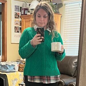 GAP Vibrant Green Cable Knit Sweater